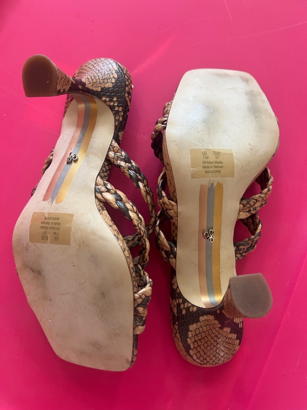 Sam Edelman Braided Raffia Mule Heels in Natural Tan - Picture 4 of 6